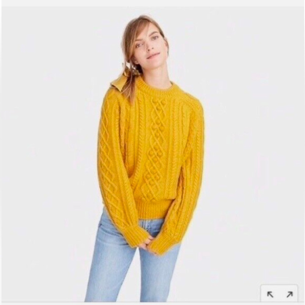 Demylee X J.Crew Cableknit Sweater Size Small in Mustard Yellow